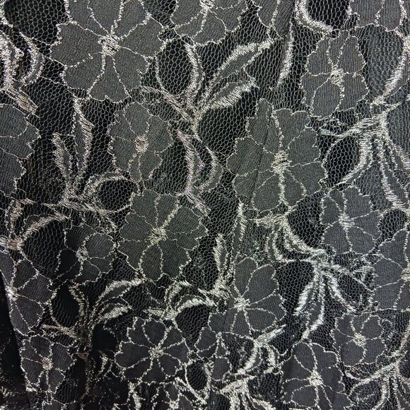 Black Cat Fashion Silk Blend Metallic Lace Midi Dress L Grunge - Picture 2 of 12